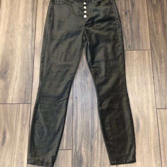 7 For All Mankind High Waist Velvet Ankle Skinny Jeans in Fatigue - Picture 2 of 6